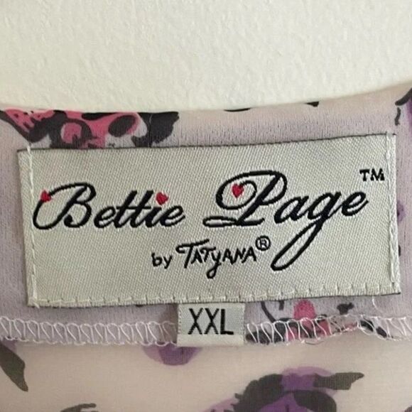 Bettie Page Tatyana Butterfly Print Bow Tie Blouse XXL - Picture 7 of 8